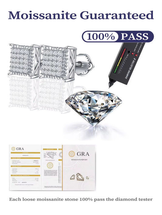 GRA MOISSANITE EARRINGS SQUARE